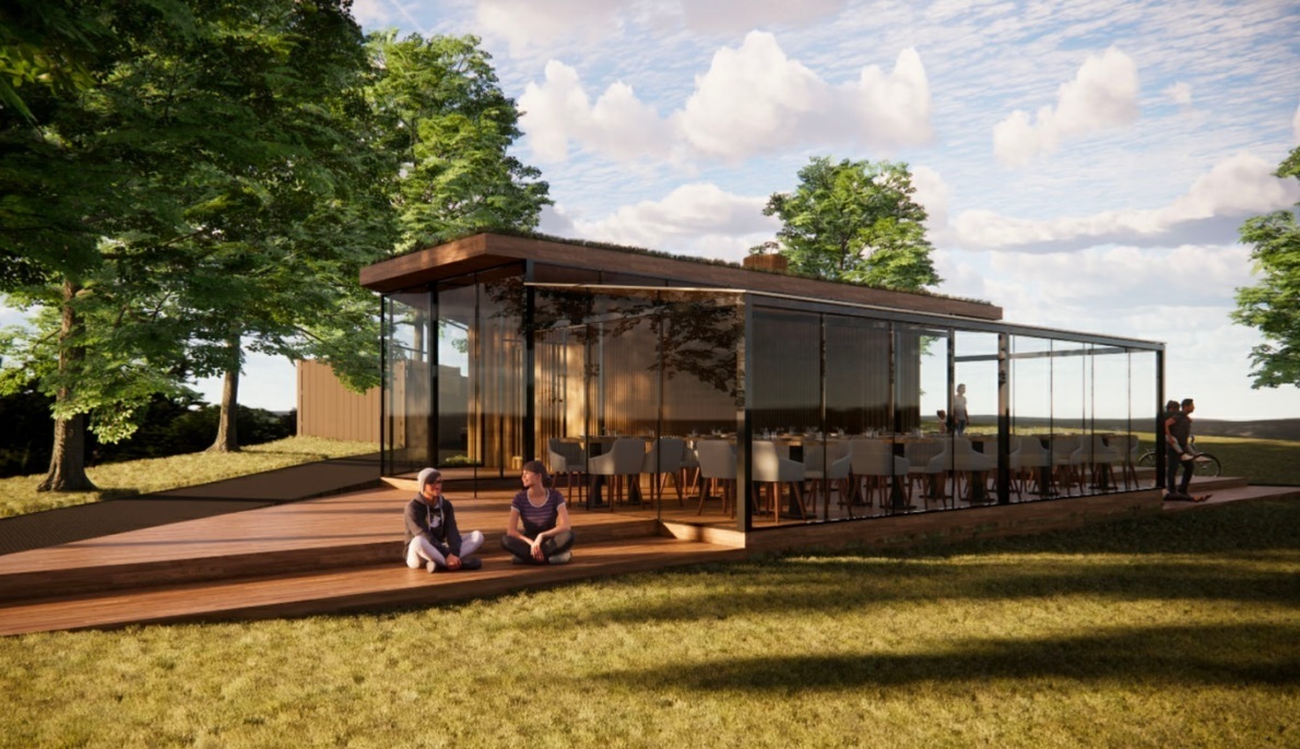 How the former public toilets in King George V Playing Fields in Uppermill would look after being developed into a cafe (Picture: Creative Architecture/Grandpa Greenes Luxury Ice Cream Ltd)