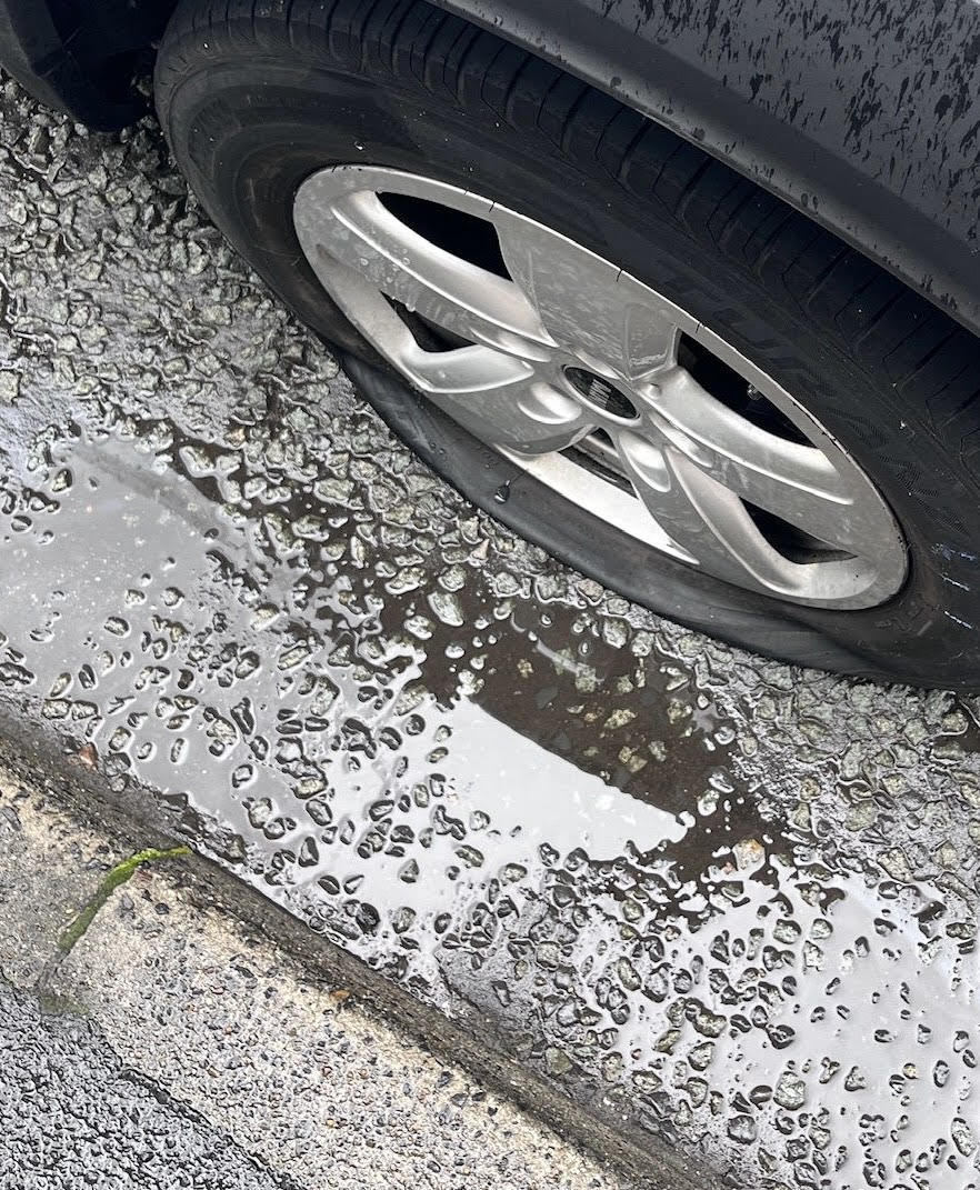 A slashed tyre