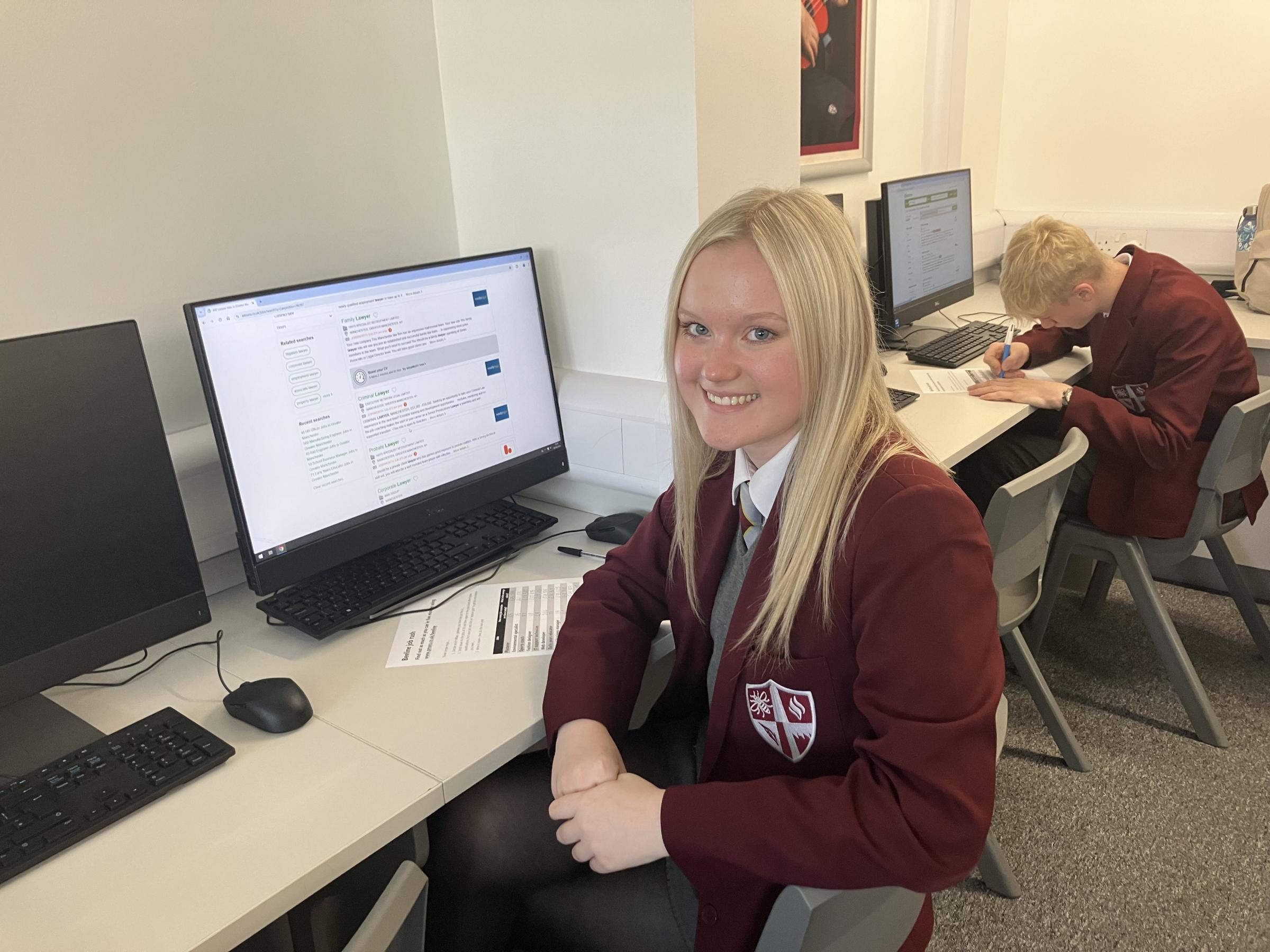 Elissa Bolton, a pupil at Rayner Stephens High School in Tameside who tested out Andy Burnhams new Beeline platform (Picture: Charlotte Hall)