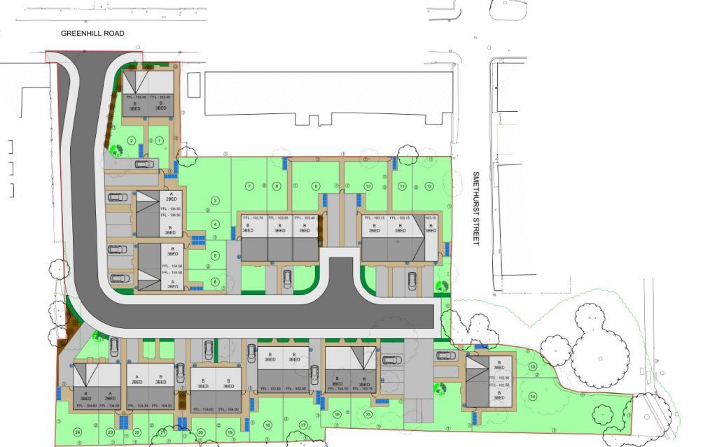 The layout of the 24-home development planned for land off Greenhill Road in Middleton (Picture: Rochdale Council/J Walker Homes)