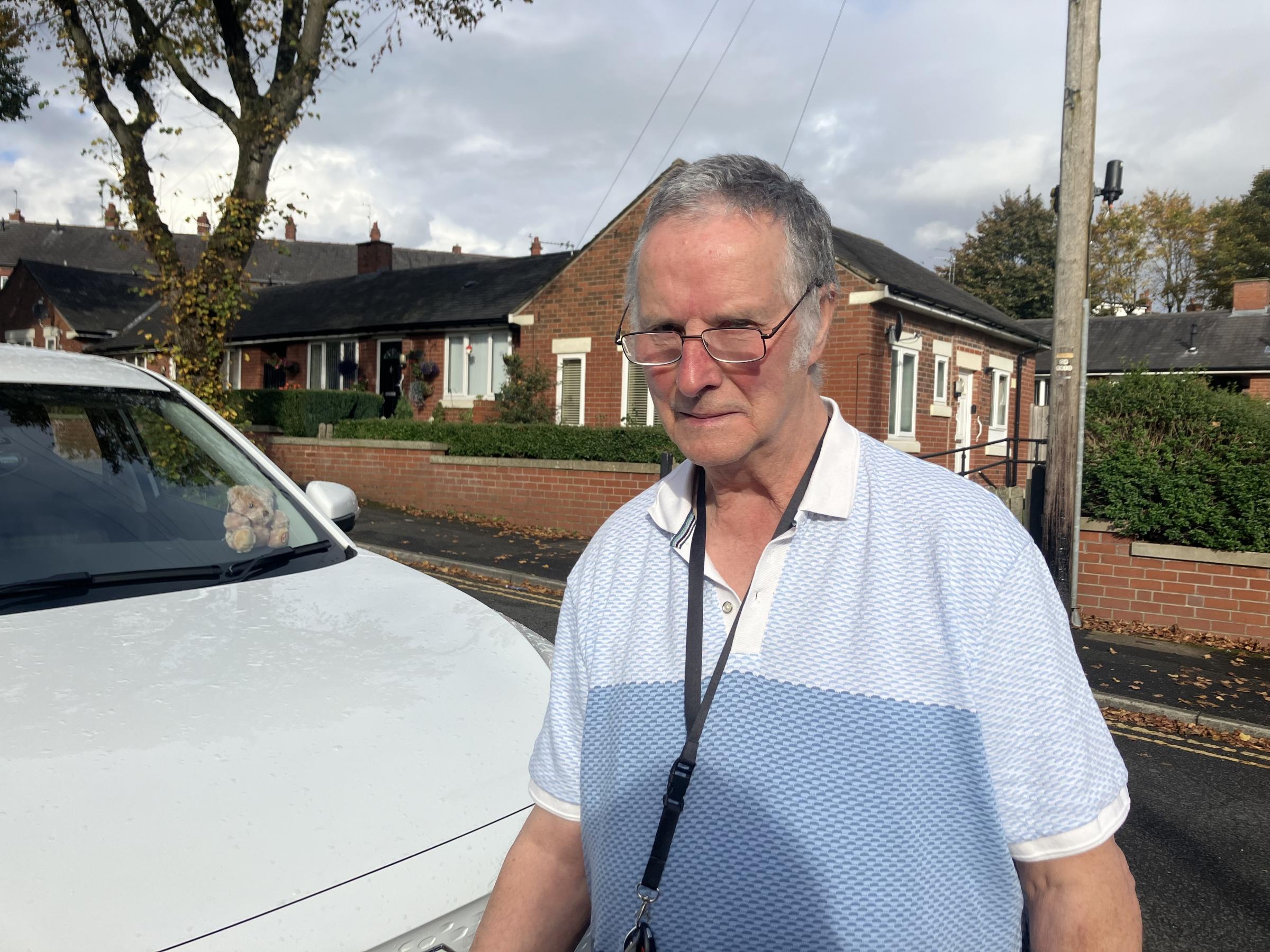 David Kelsall next to his EV. Credit: Charlotte Hall / LDRS. For use by newswire partners. 