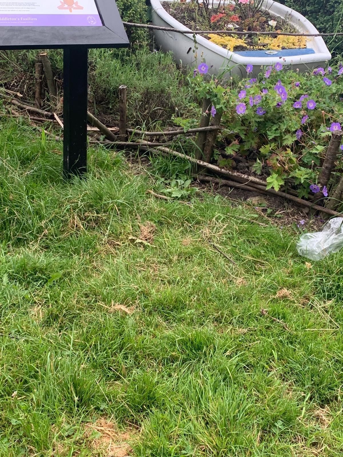 Damage to memorial in Lee Rigbys honour in Alkrington Woods (Picture: Middleton in Bloom)